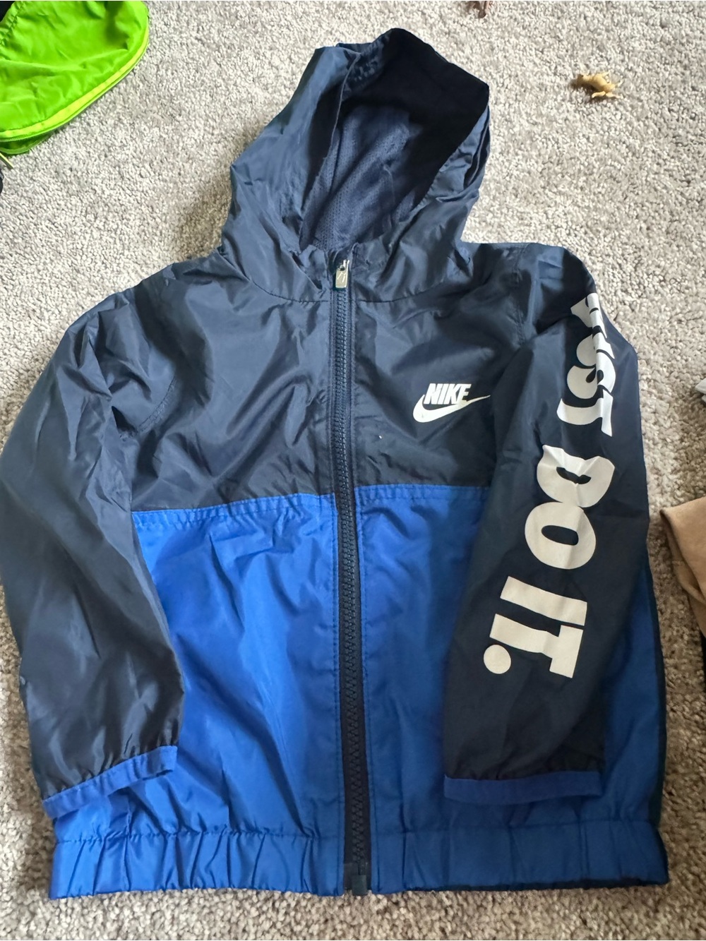 Nike Blue and Navy Hooded Kids' windbreaker Jacket